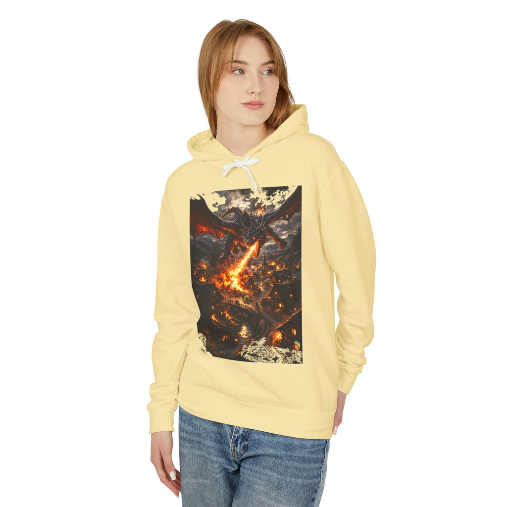 Dragon Fire Graphic Hoodie — Fantasy Lava Dragon Illustration Sweatshirt