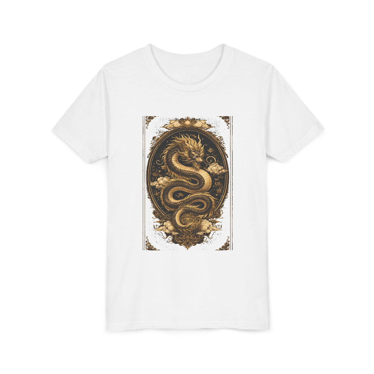 Tee-Gold Dragon Vintage Art Graphic Shirt