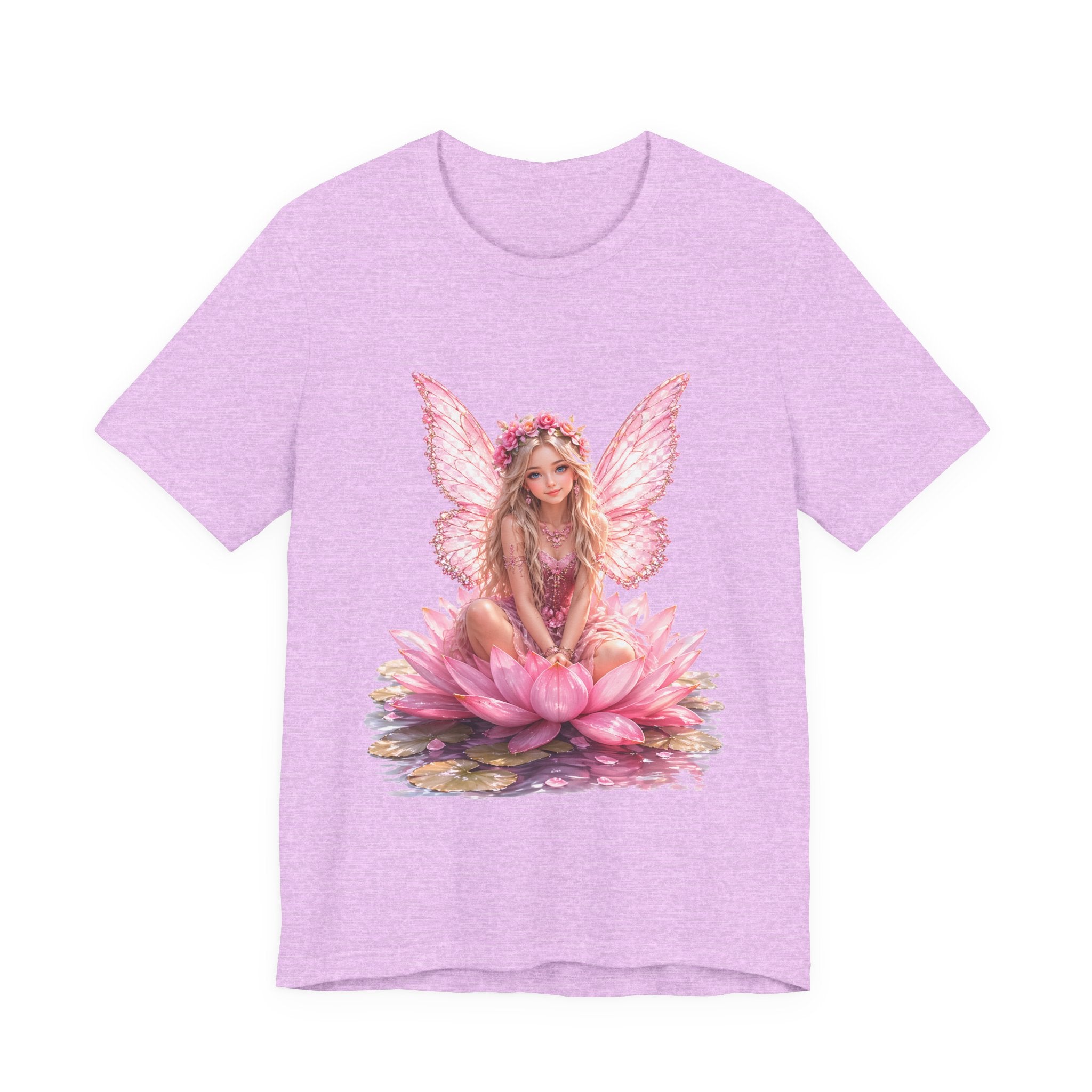 Pink Lotus Fairy T-Shirt — Floral Fairy Sitting on Lotus Graphic Tee