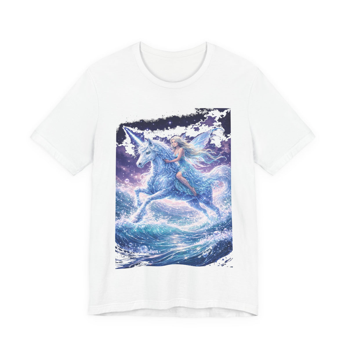 Mystical Unicorn Rider T‑Shirt – Fantasy Pegasus Night Sky Graphic Tee