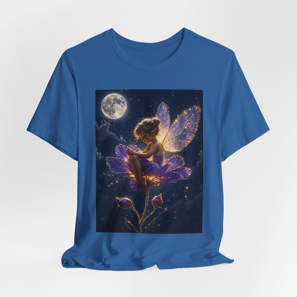 Fairy Night T-Shirt — Moonlit Fairy on Purple Flower