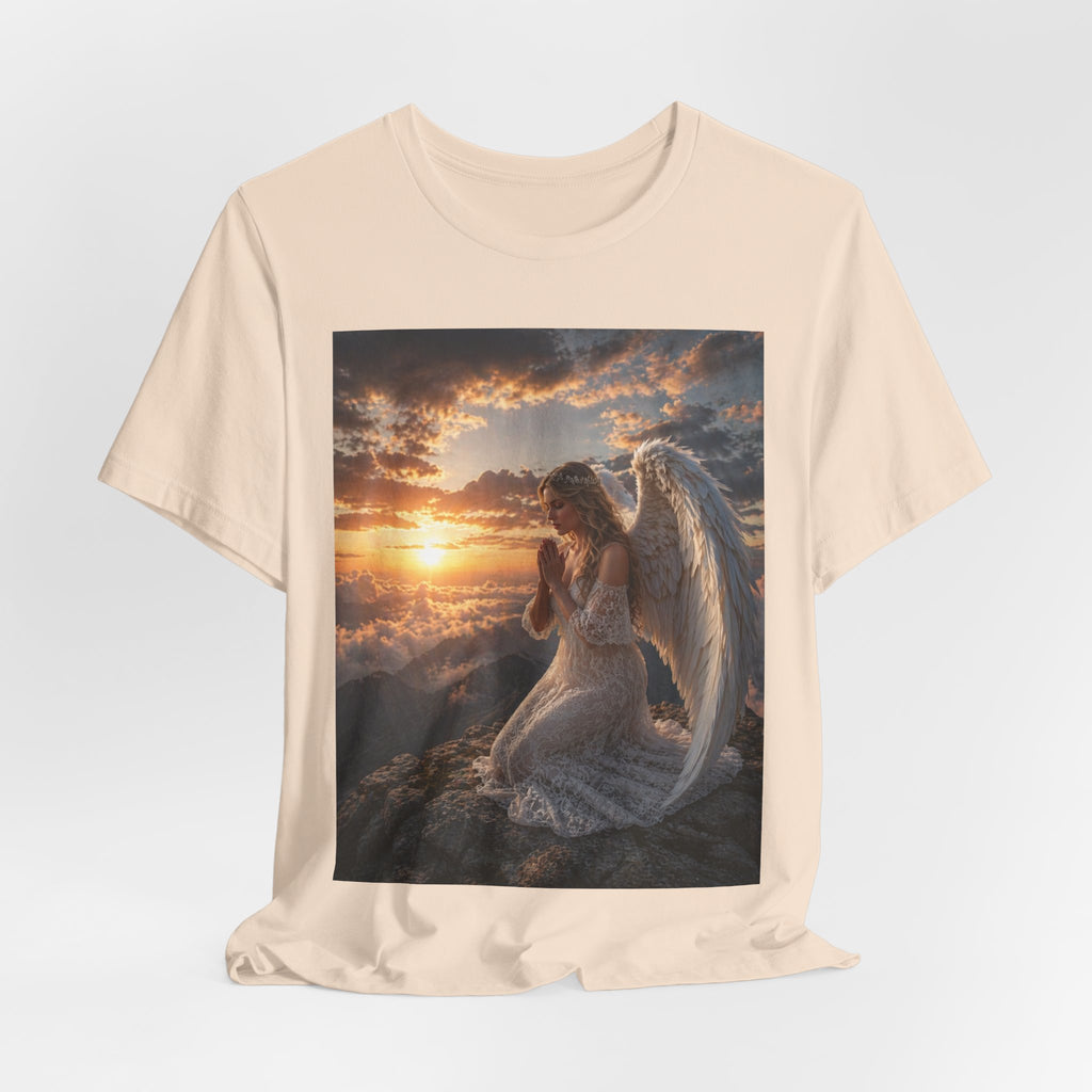 Angel Prayer T‑Shirt — Serene Winged Angel Sunset Tee