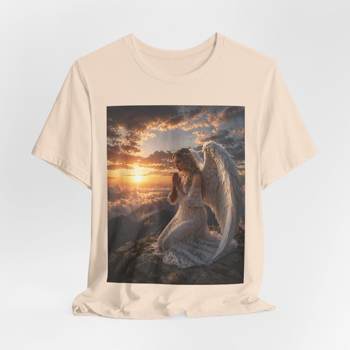 Angel Prayer T‑Shirt — Serene Winged Angel Sunset Tee
