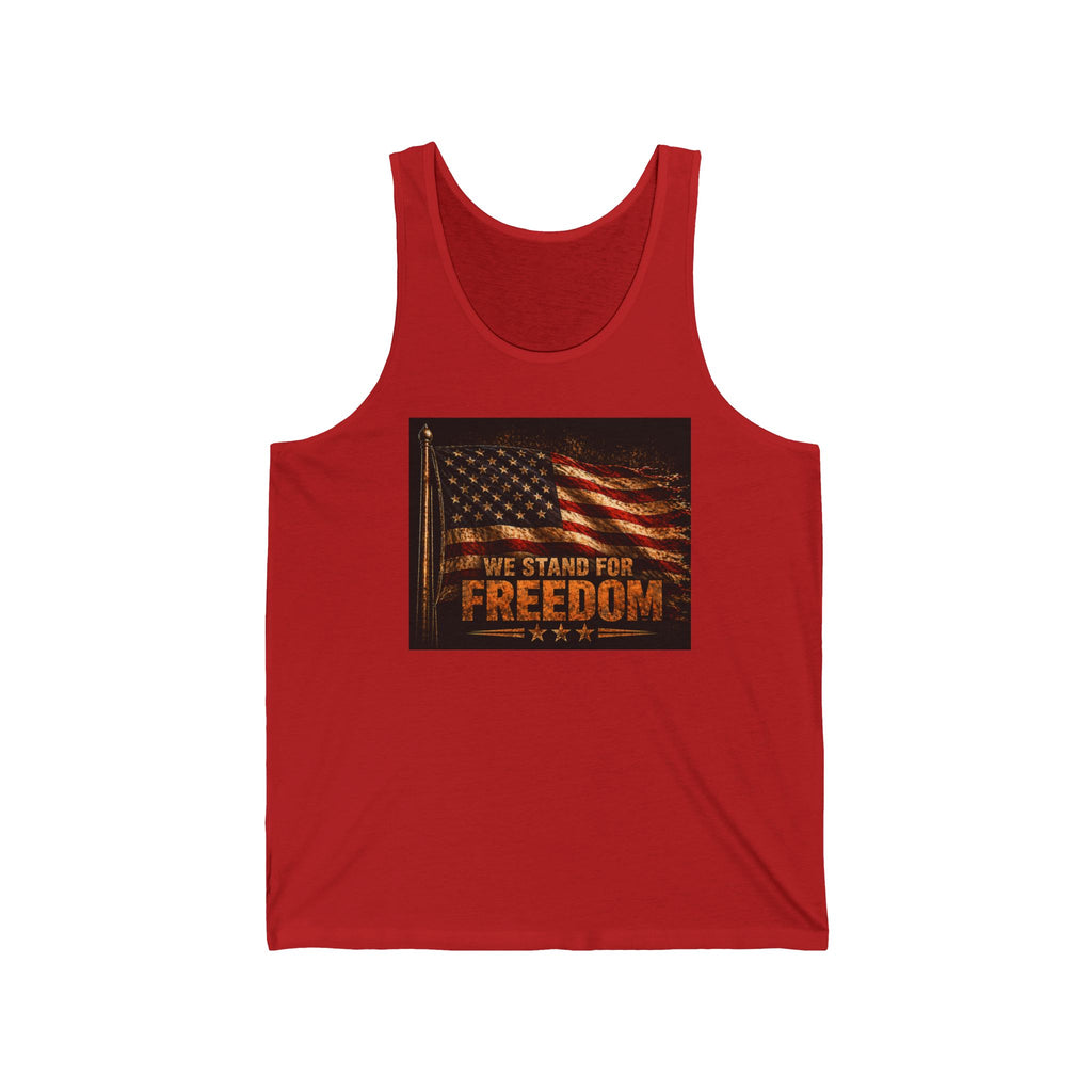 Freedom Flag Tank Top - "We Stand For Freedom" Patriotic American Flag Tee