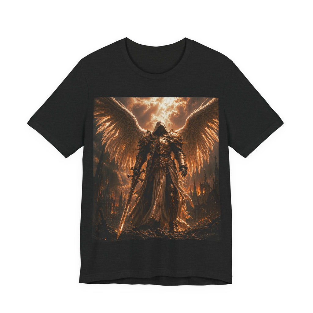 Angel of Fury Graphic Tee — Dark Fantasy Winged Warrior T‑Shirt