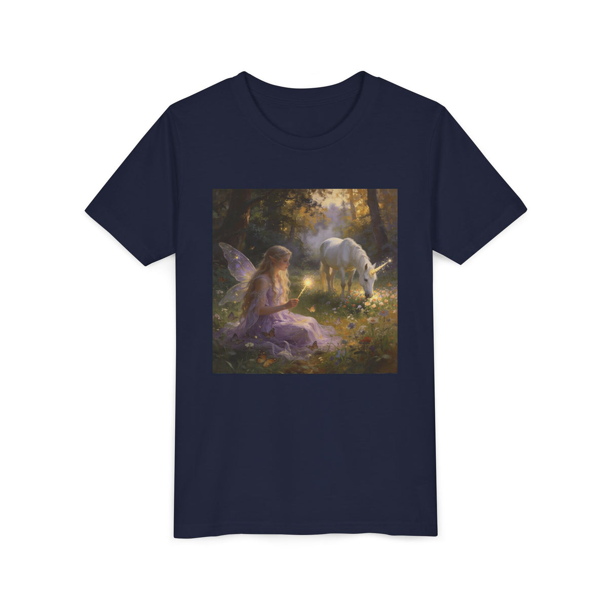 Youth Tee — Fairy and Unicorn Enchanted Forest Design
