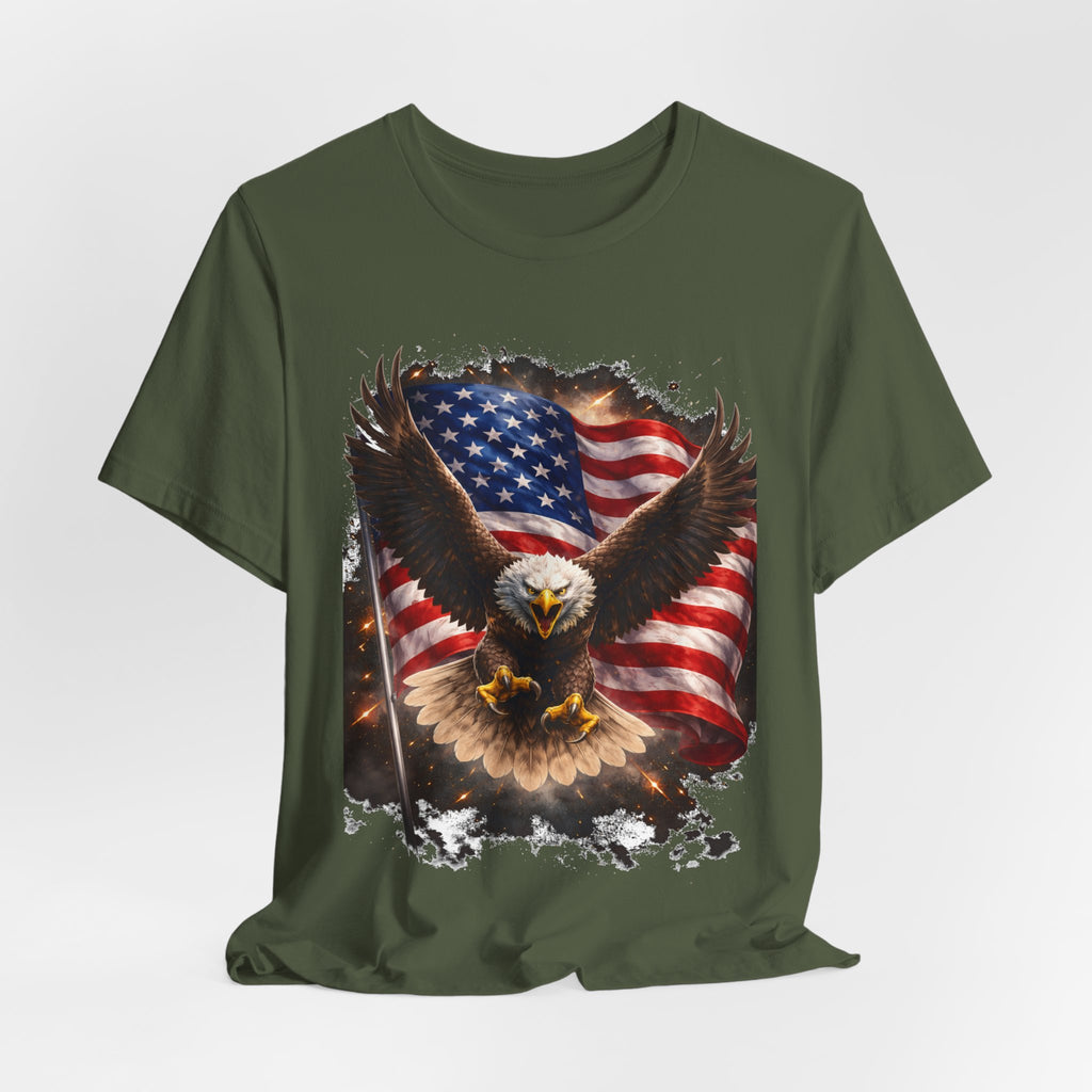American Eagle Flag T-Shirt — Patriotic Bald Eagle Graphic Tee