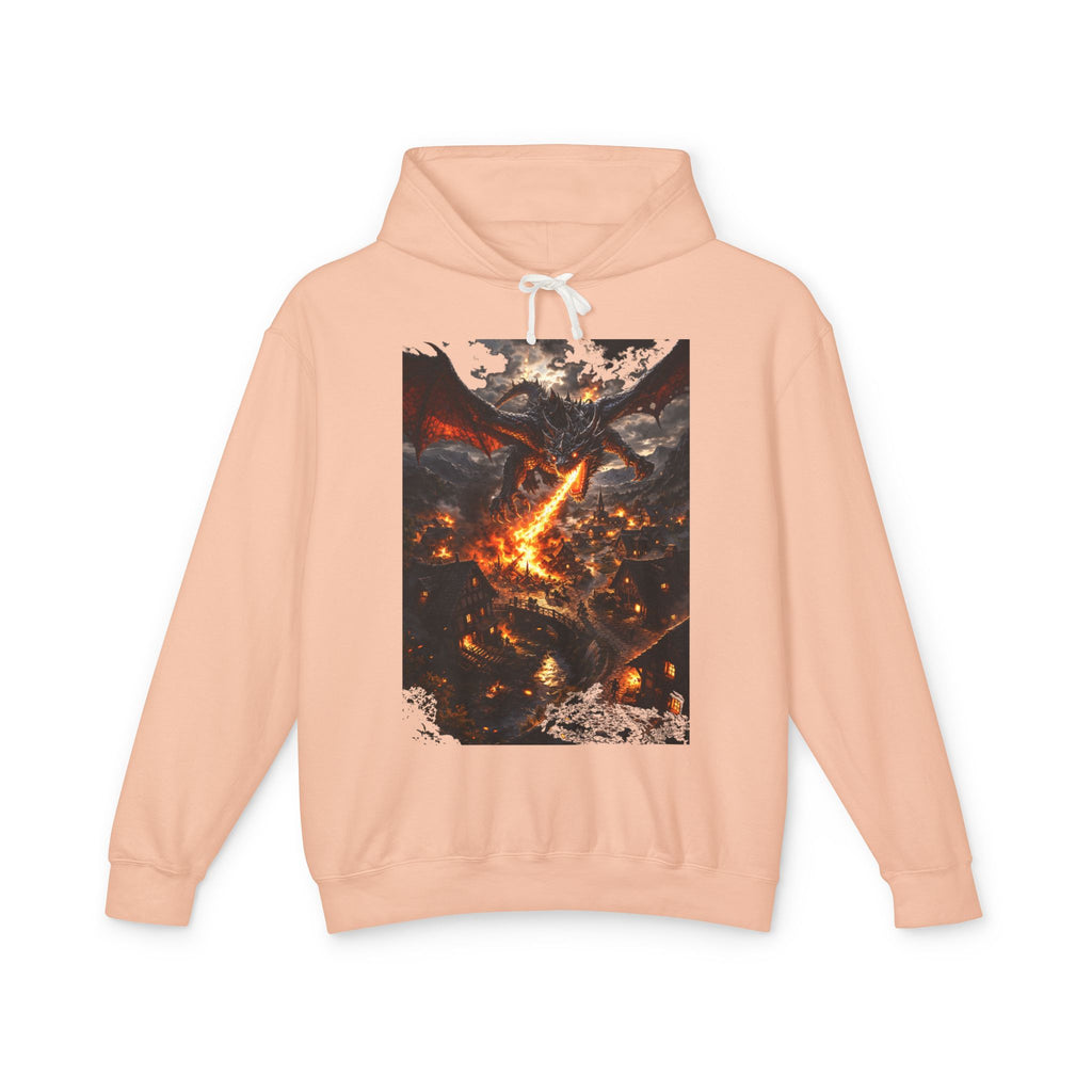 Dragon Fire Graphic Hoodie — Fantasy Lava Dragon Illustration Sweatshirt