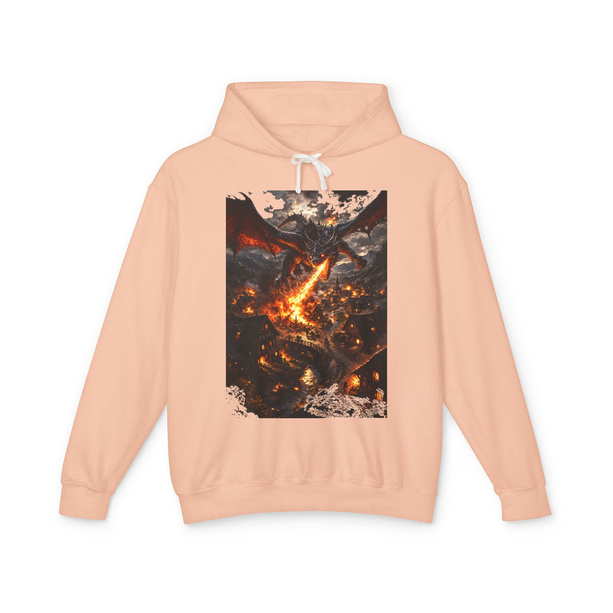 Dragon Fire Graphic Hoodie — Fantasy Lava Dragon Illustration Sweatshirt