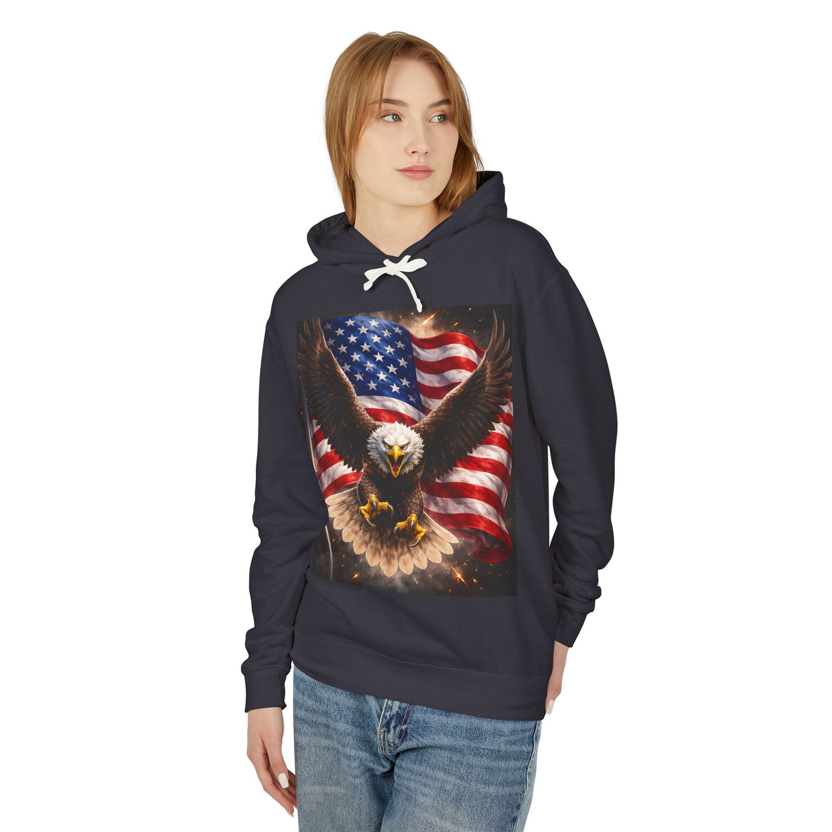 American Flag Eagle Hoodie — Patriotic Bald Eagle Sweatshirt for 4th of July