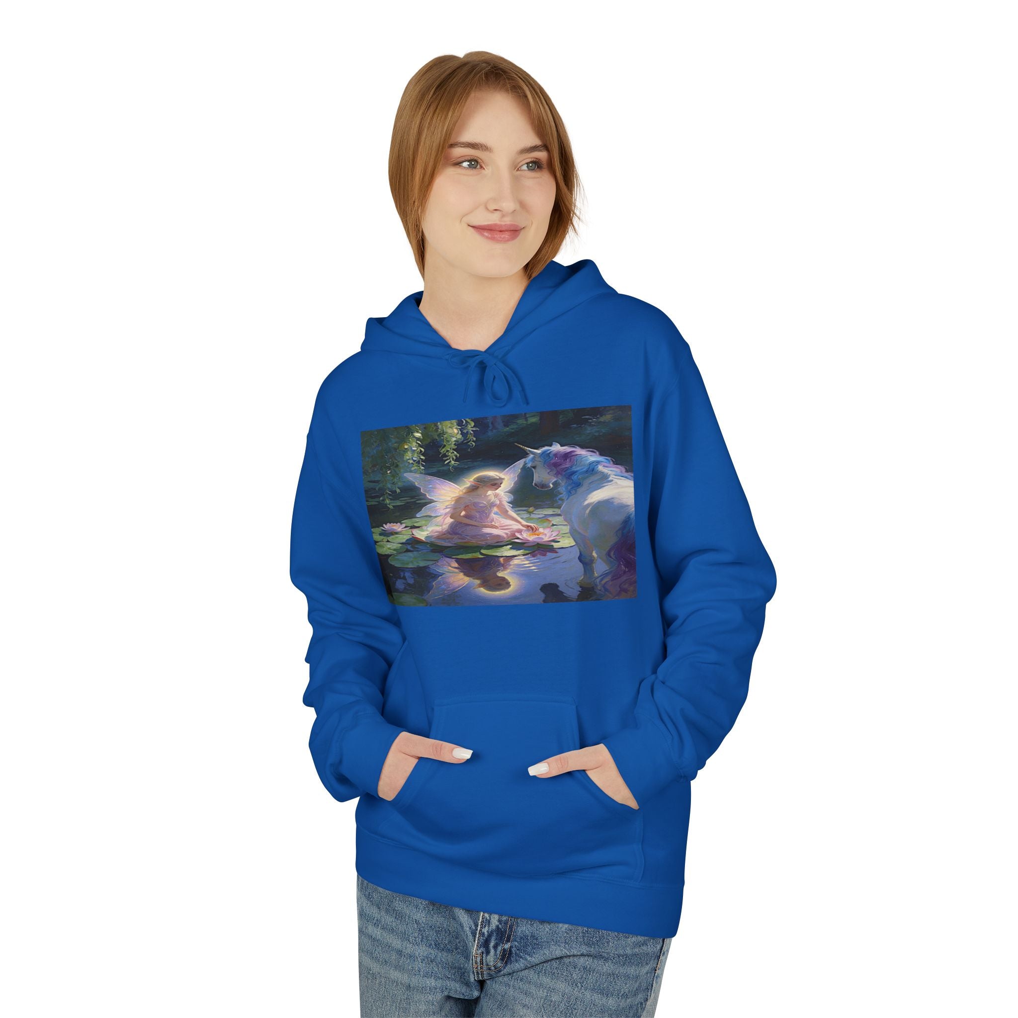 Unicorn and Fairy Cotton Hoodie — Abstract Galaxy Flower Print Pullover