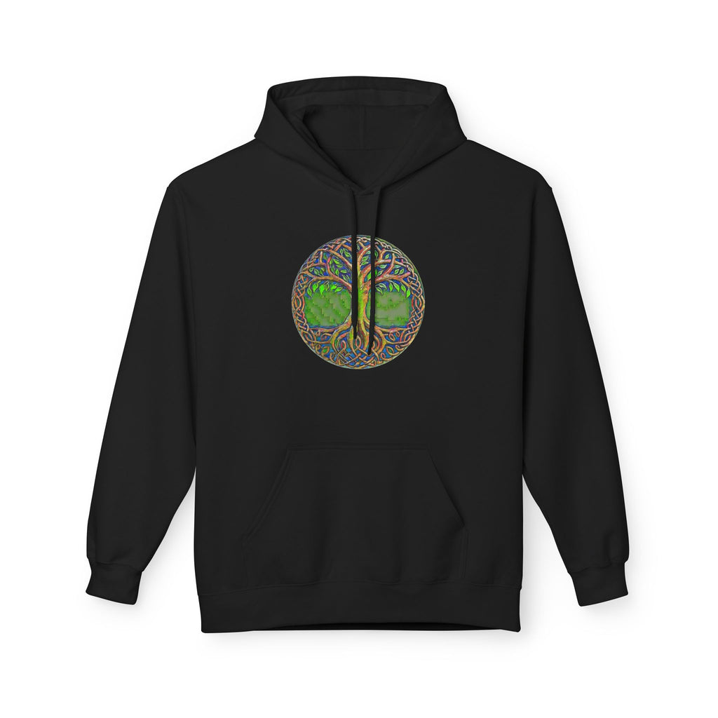 Yggdrasil Tree of Life Cotton Hoodie — Nature-Inspired Green Woodland Graphic