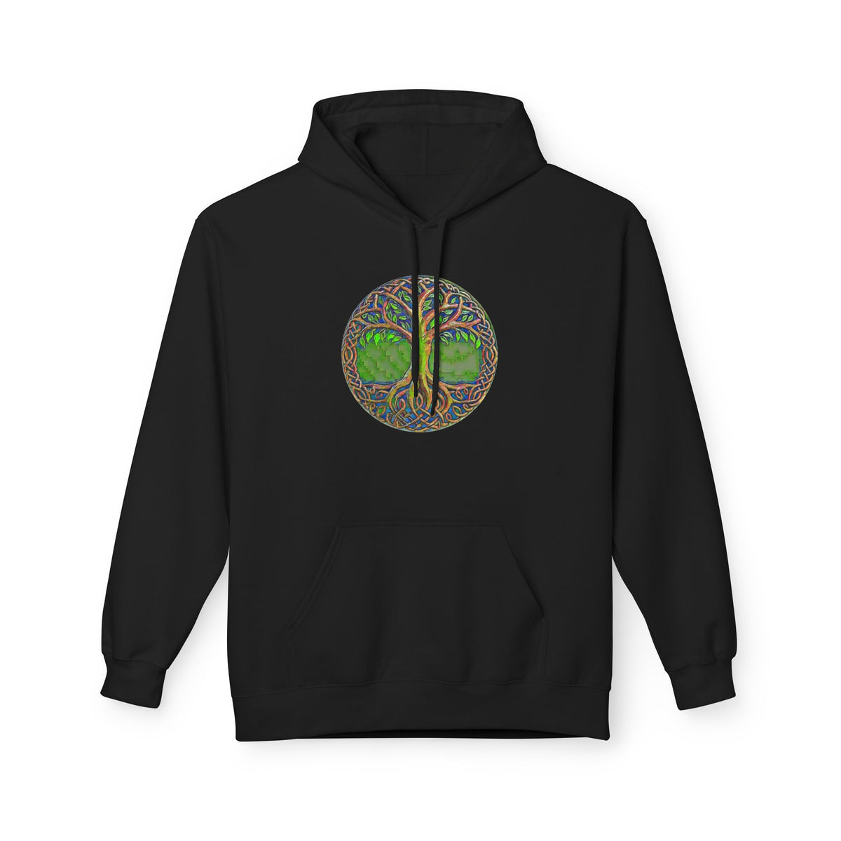 Yggdrasil Tree of Life Cotton Hoodie — Nature-Inspired Green Woodland Graphic
