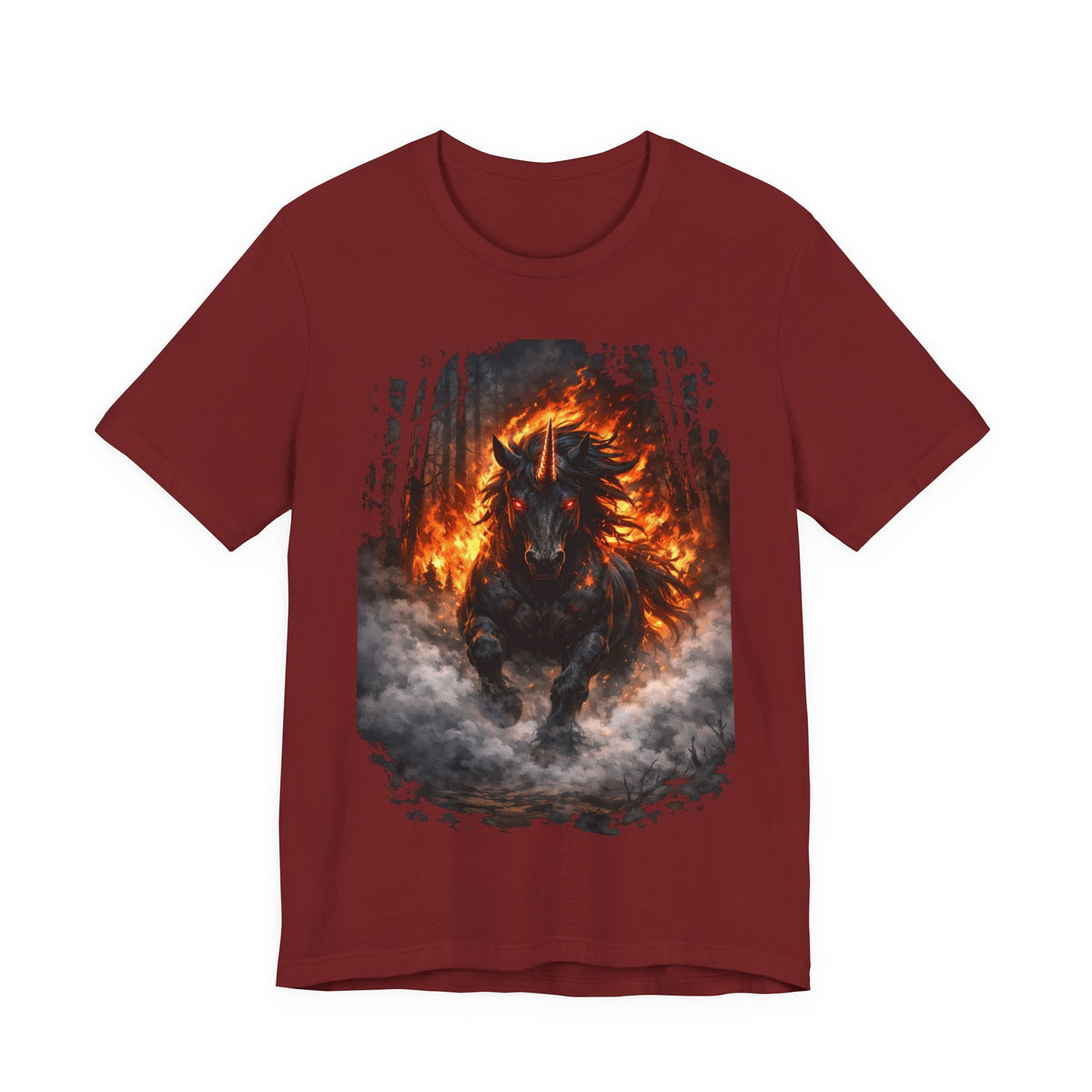 Fiery Stallion Graphic Tee — Burning Horse Fantasy T-Shirt