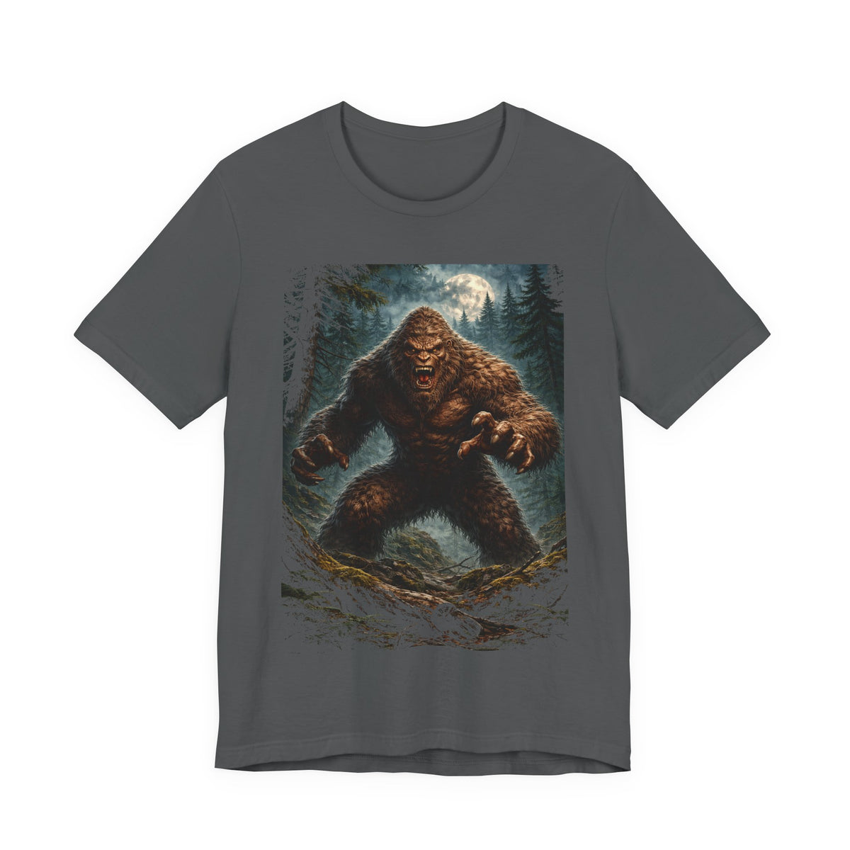 Bigfoot Monster Graphic T-Shirt — Sasquatch Forest Night Tee