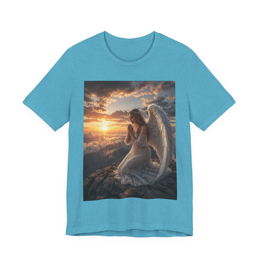 Angel Prayer T‑Shirt — Serene Winged Angel Sunset Tee