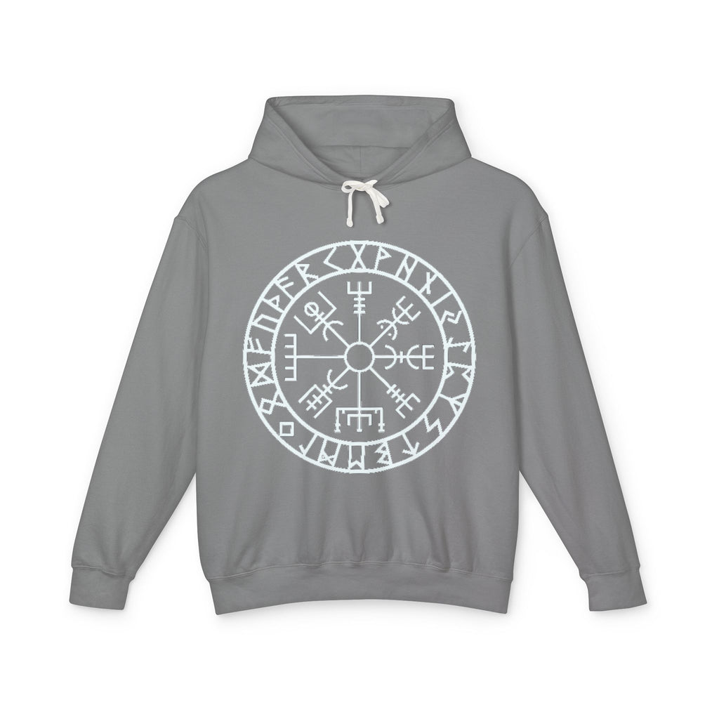 Vegan Compass Rune Hoodie — Norse Vegvisir Symbol Lavender Pullover