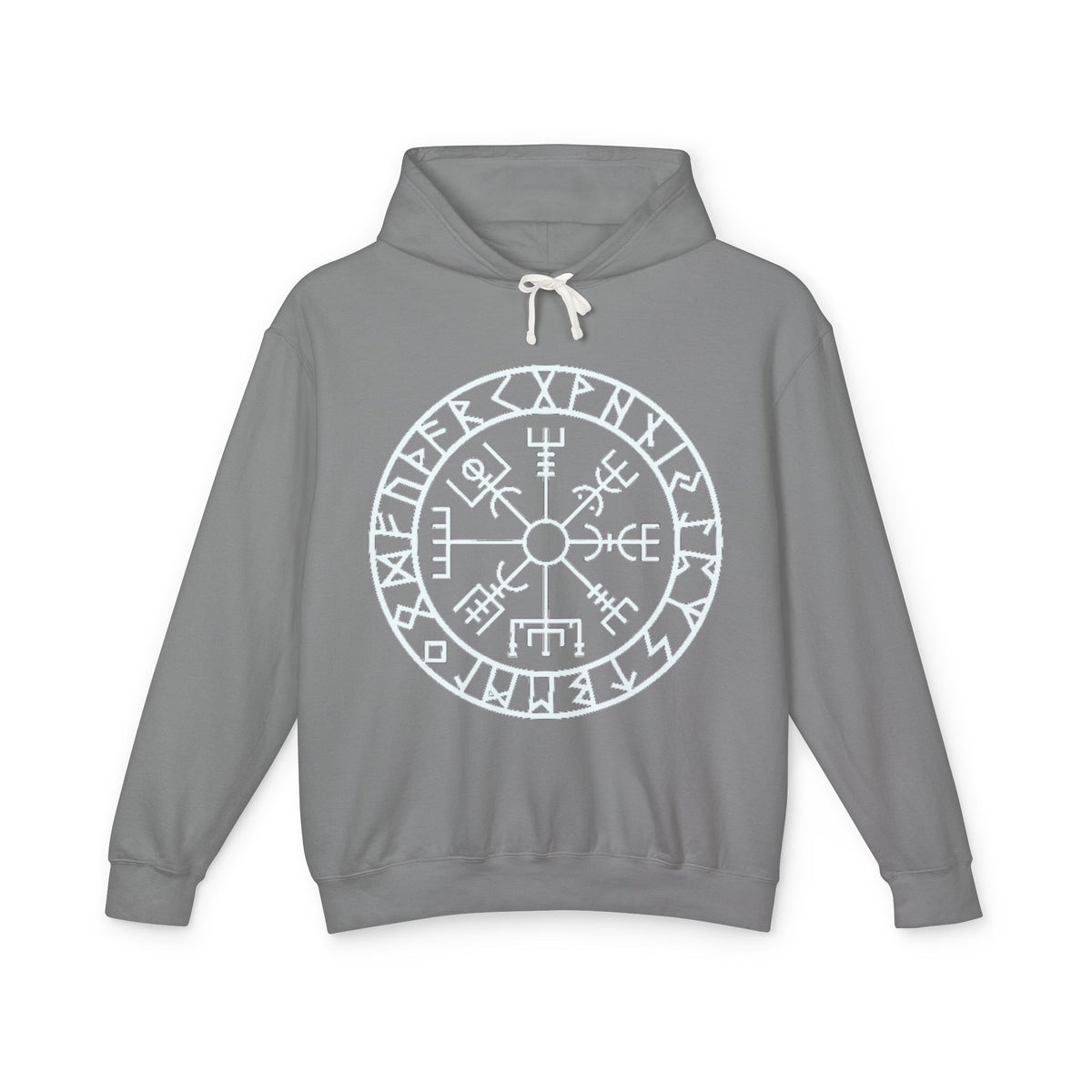 Vegan Compass Rune Hoodie — Norse Vegvisir Symbol Lavender Pullover