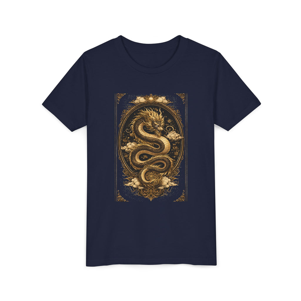 Tee-Gold Dragon Vintage Art Graphic Shirt