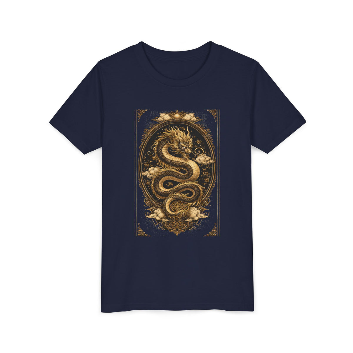 Tee-Gold Dragon Vintage Art Graphic Shirt