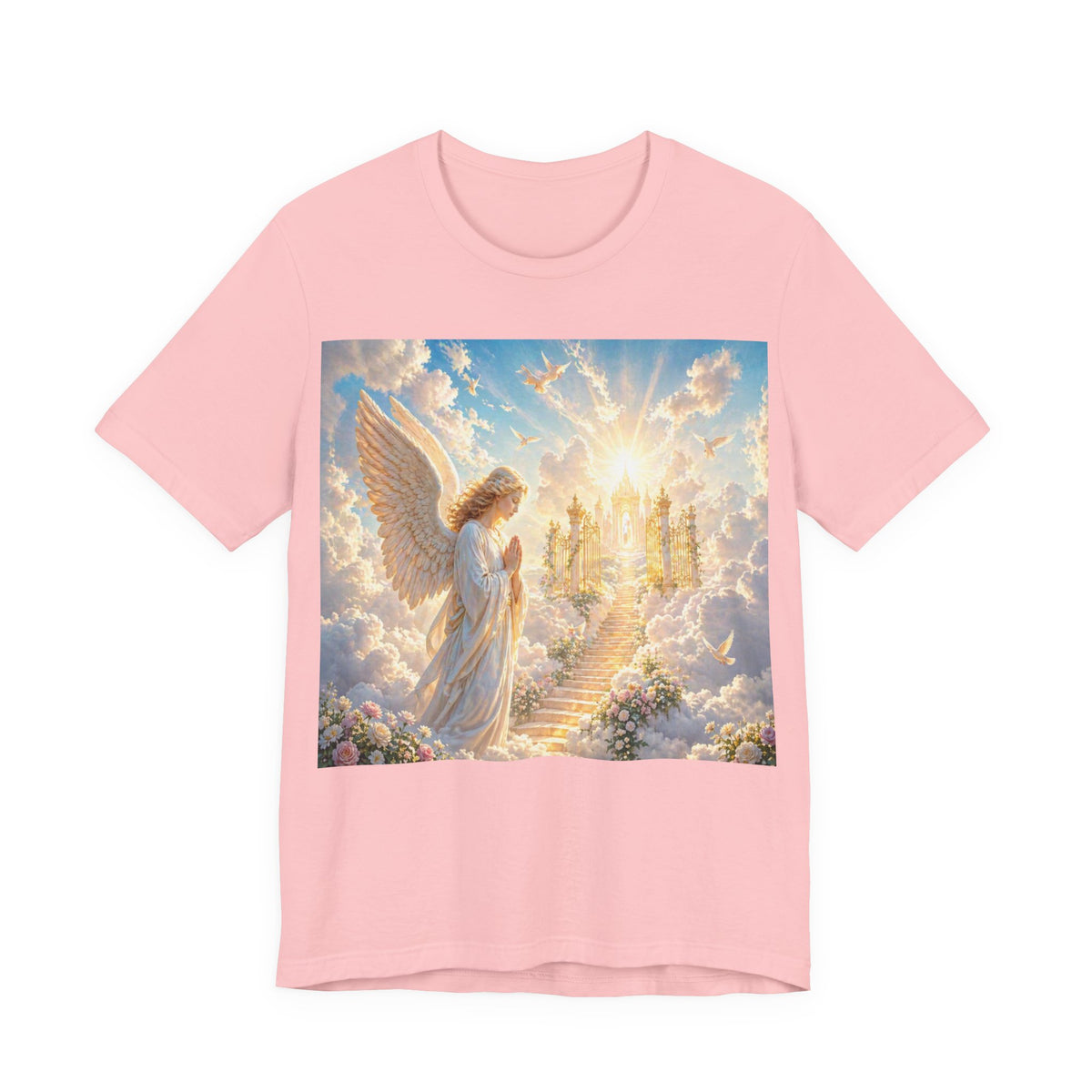Heavenly Angel Stairway T-Shirt — Serene Christian Faith Tee