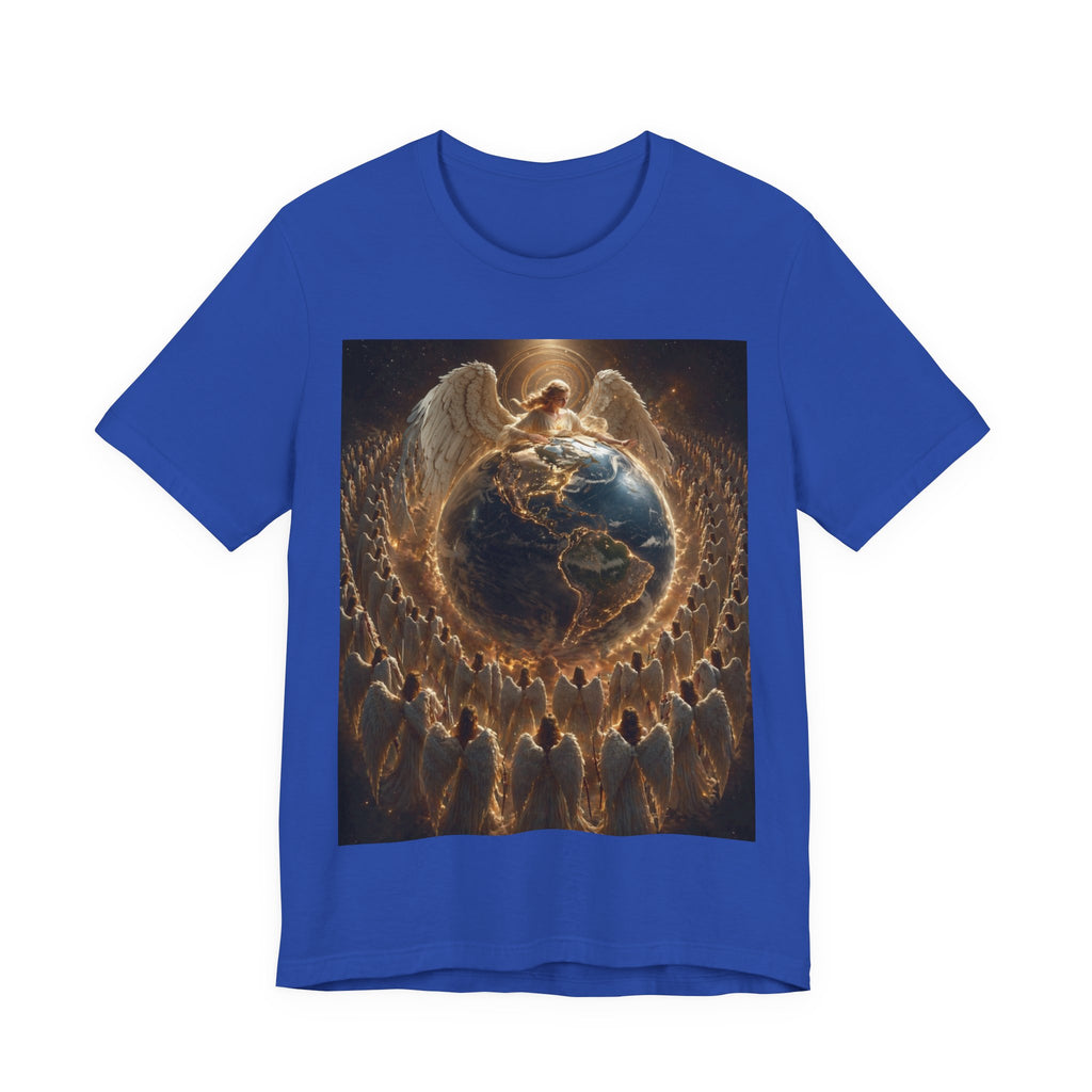Angel Watching Over Earth T‑Shirt — Spiritual Guardian Globe Tee