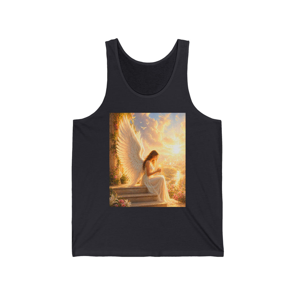 Angel Wings Tank Top — Serene Guardian Sunset Graphic Tank