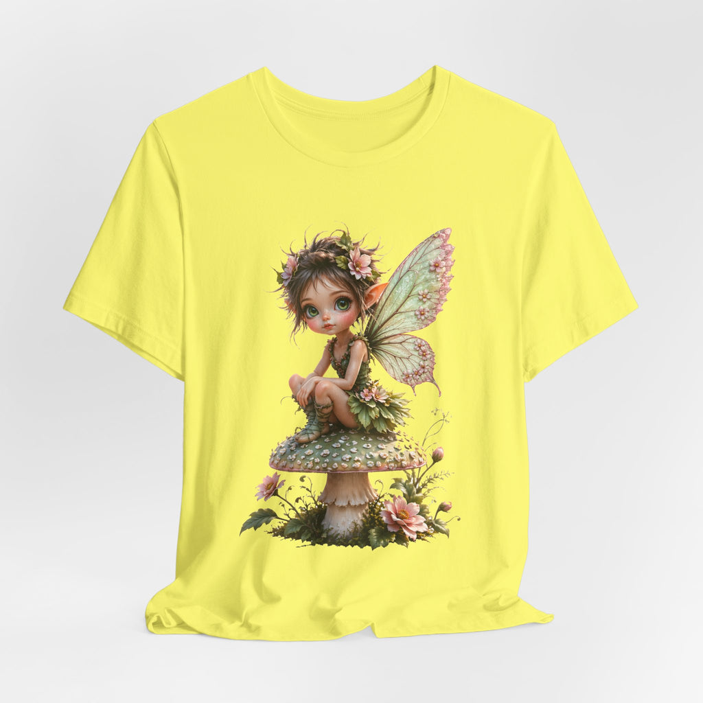 Fairy Mushroom Tee — Cute Woodland Fairy Sitting on Toadstool Graphic T-Shirt
