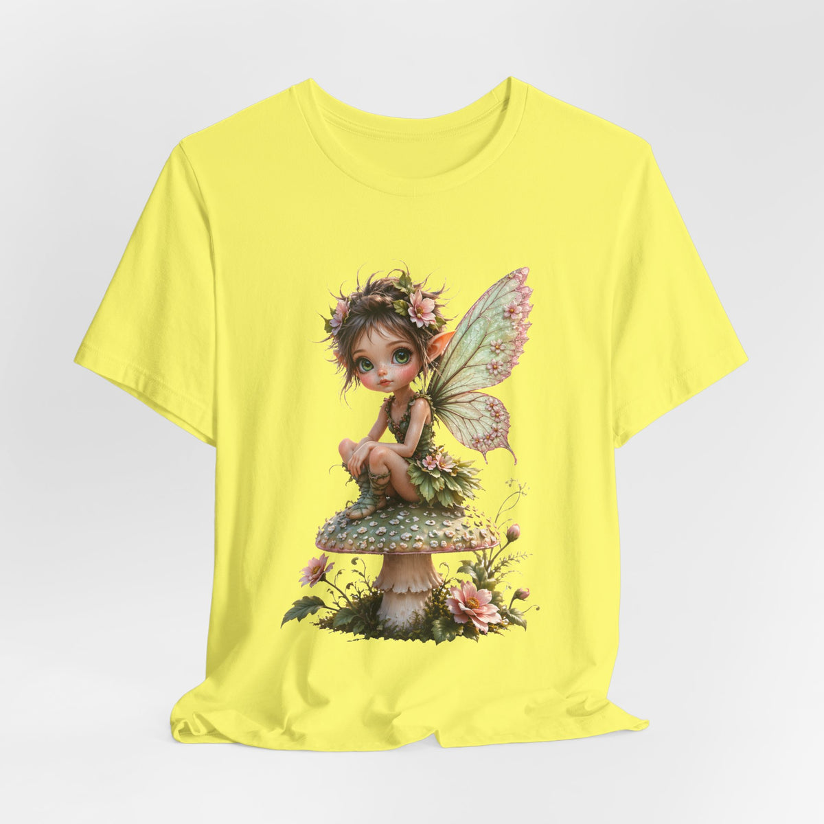 Fairy Mushroom Tee — Cute Woodland Fairy Sitting on Toadstool Graphic T-Shirt