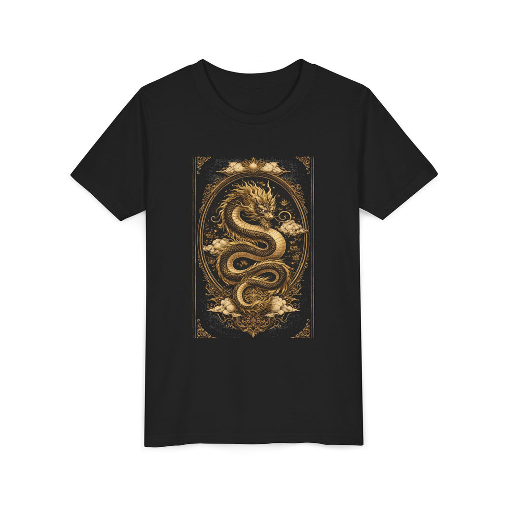 Tee-Gold Dragon Vintage Art Graphic Shirt