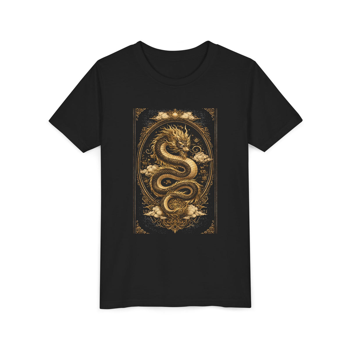Tee-Gold Dragon Vintage Art Graphic Shirt