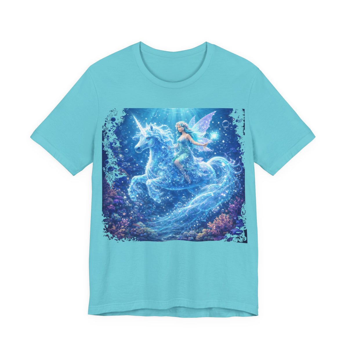 Mystical Blue Unicorn & Fairy Tee — Fantasy Magic Horse T-Shirt