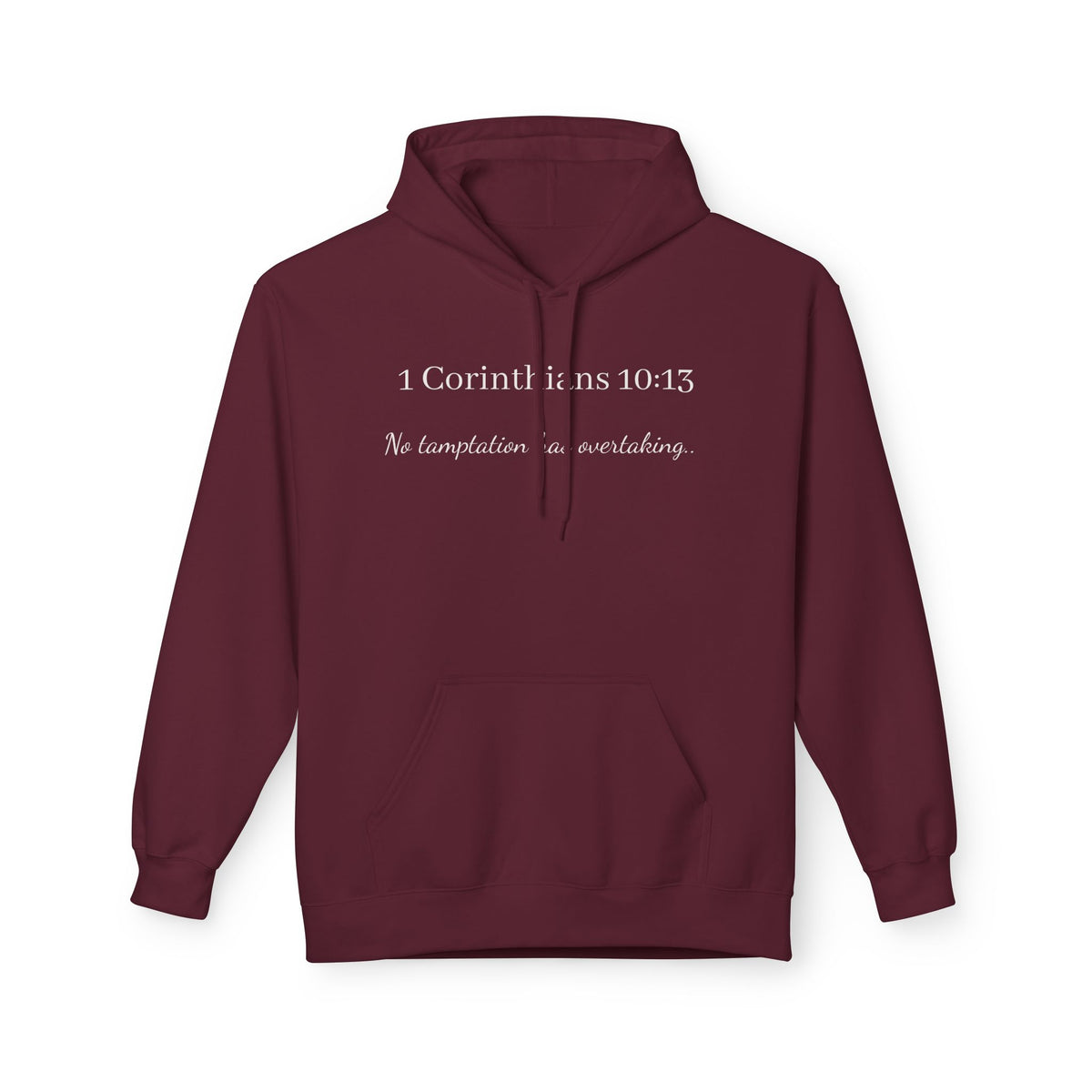1 Corinthians 10:13 Hoodie — "No Temptation Is Overwhelming" Christian Scripture Pullover