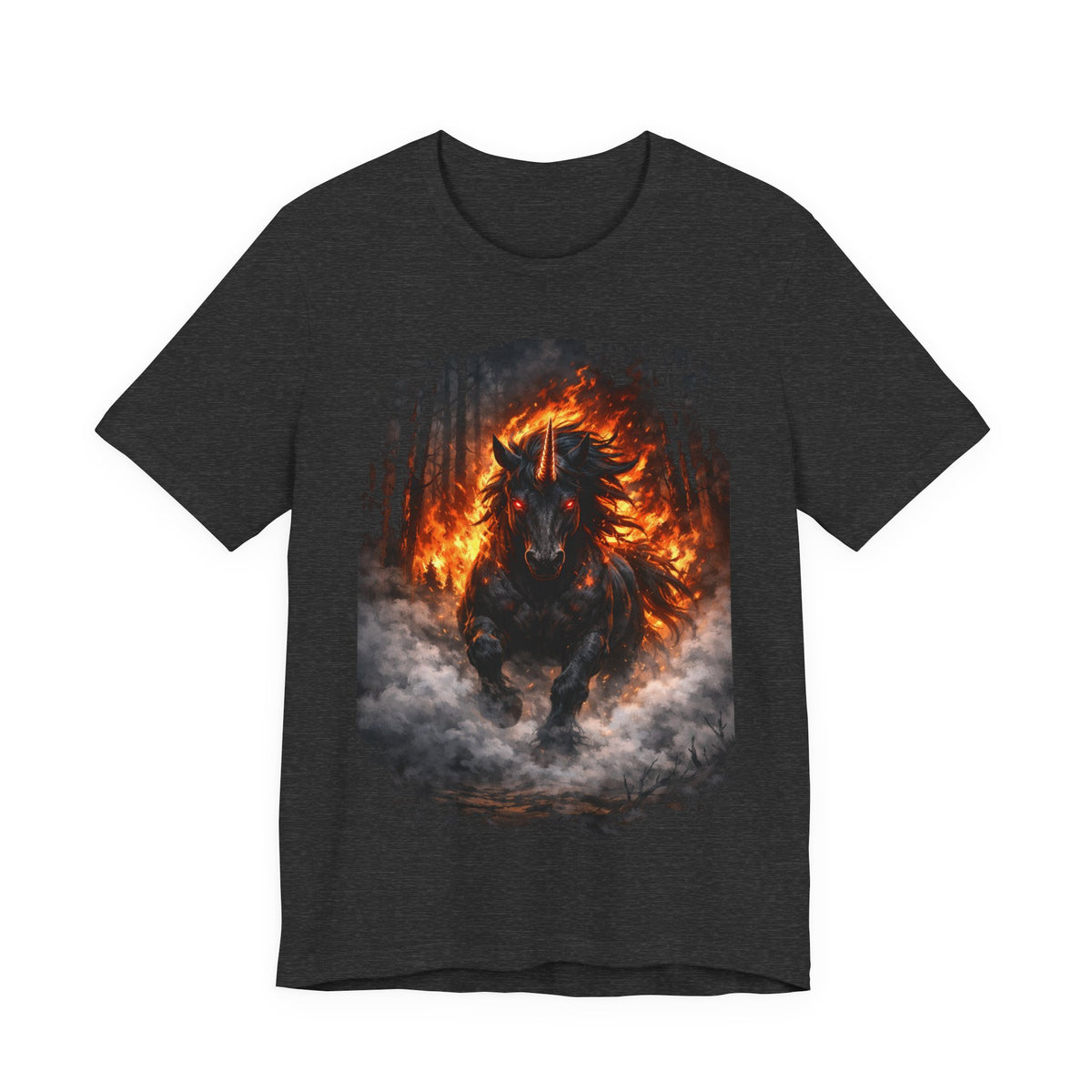 Fiery Stallion Graphic Tee — Burning Horse Fantasy T-Shirt