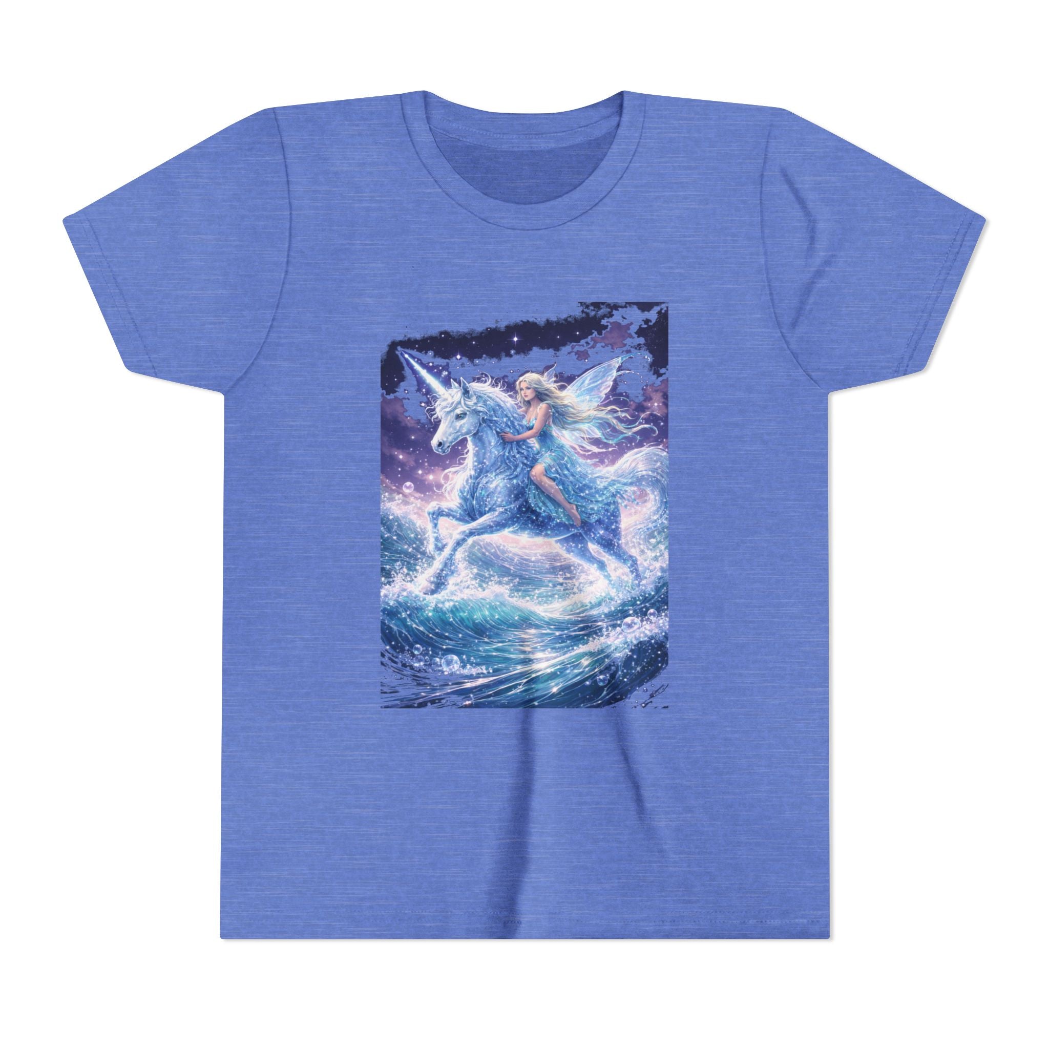 Youth Unicorn Tee — Magical Riding Mermaid on Ocean Wave
