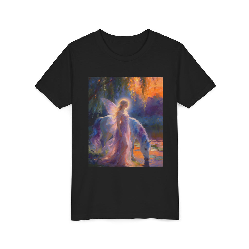 Fairy and Unicorn Youth Tee — Magical Fantasy Kids T-Shirt
