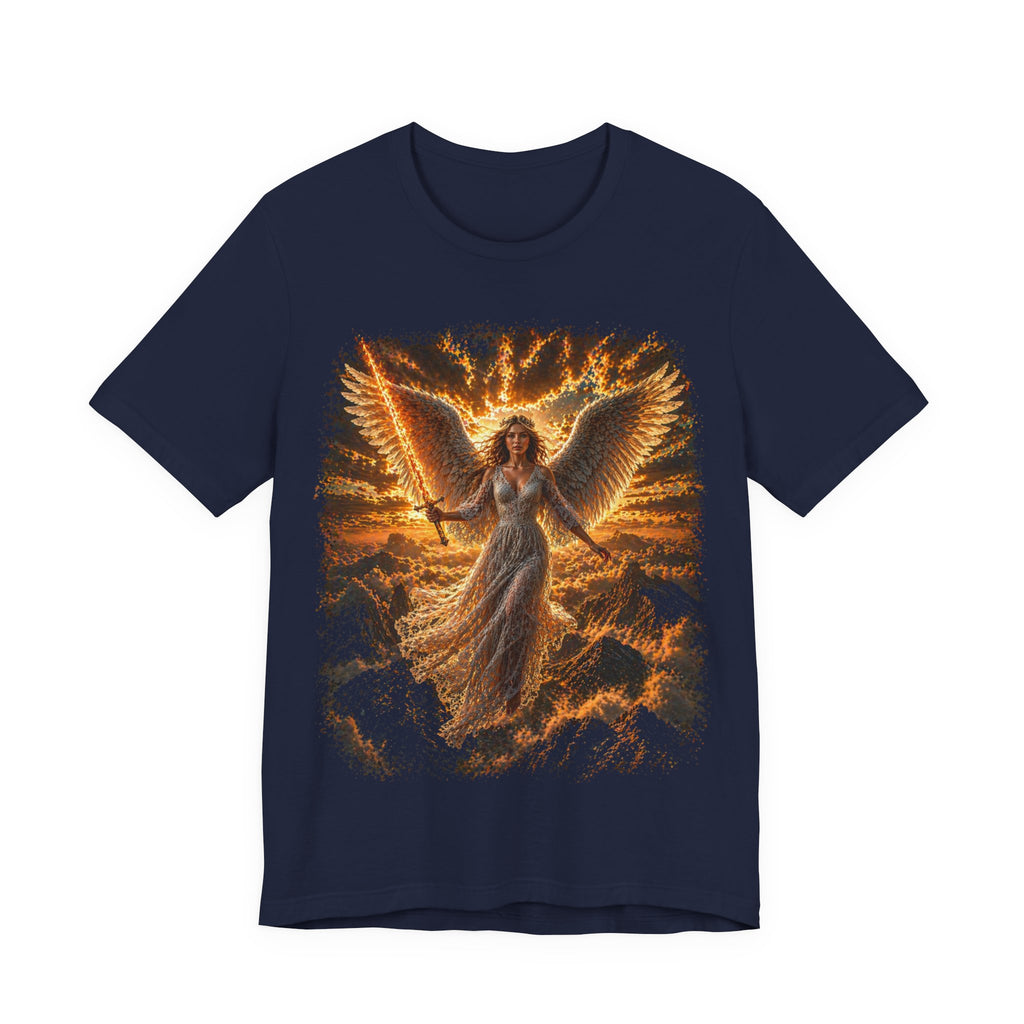 Angel Wings Graphic Tee — Fiery Guardian Angel Design