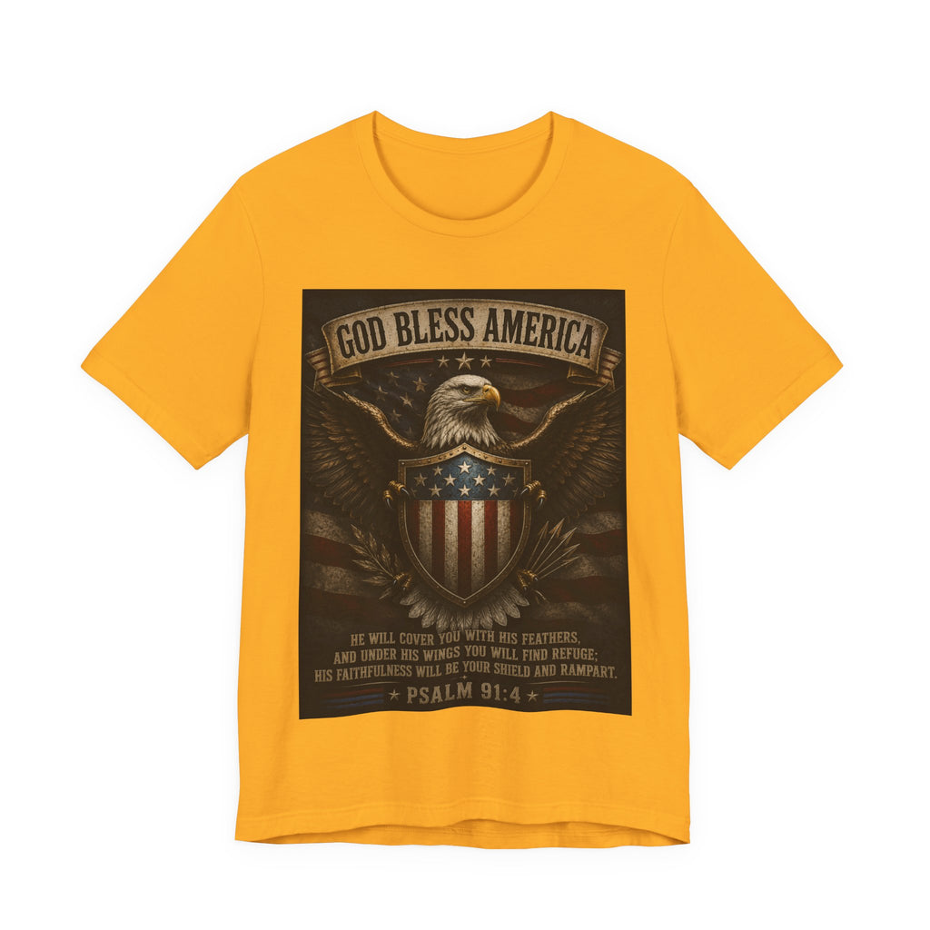 God Bless America Eagle T-Shirt – Patriotic Psalm 91:4 Graphic Tee