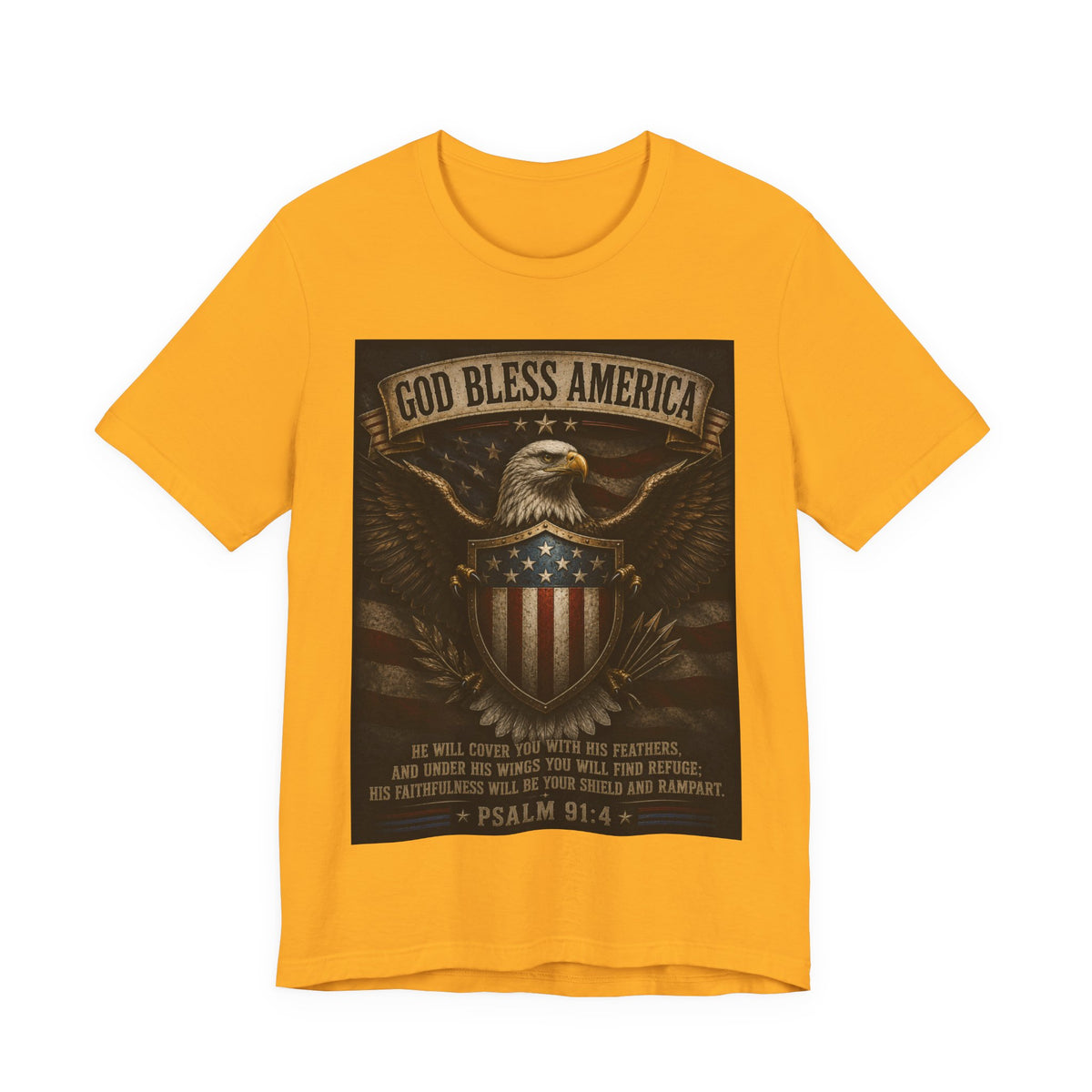 God Bless America Eagle T-Shirt – Patriotic Psalm 91:4 Graphic Tee
