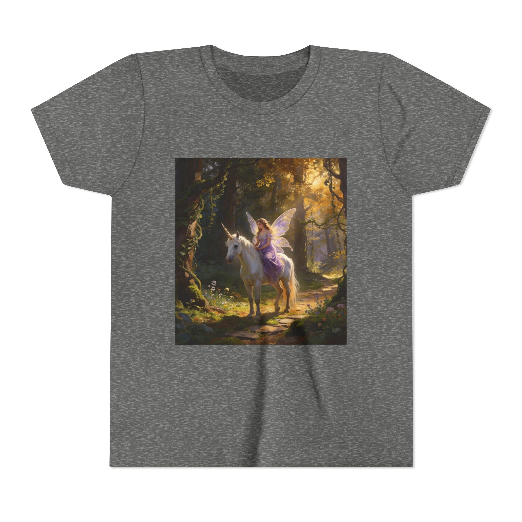 Youth Tee — Enchanted Unicorn & Fairy Forest Graphic