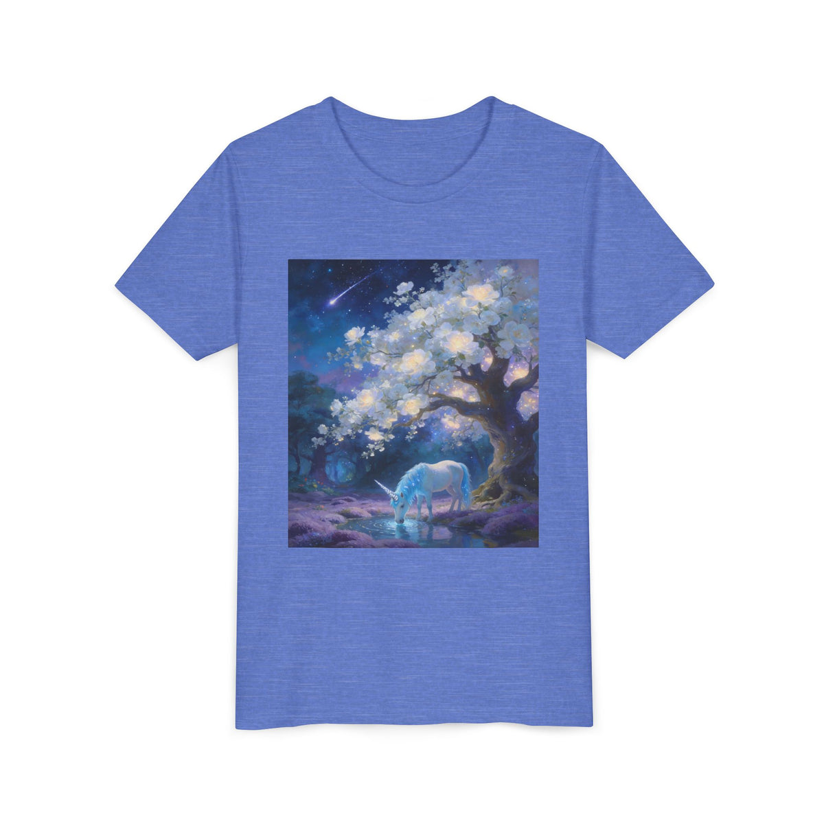 Youth Tee — Dreamy Moonlit Deer & Blossom Tree Graphic
