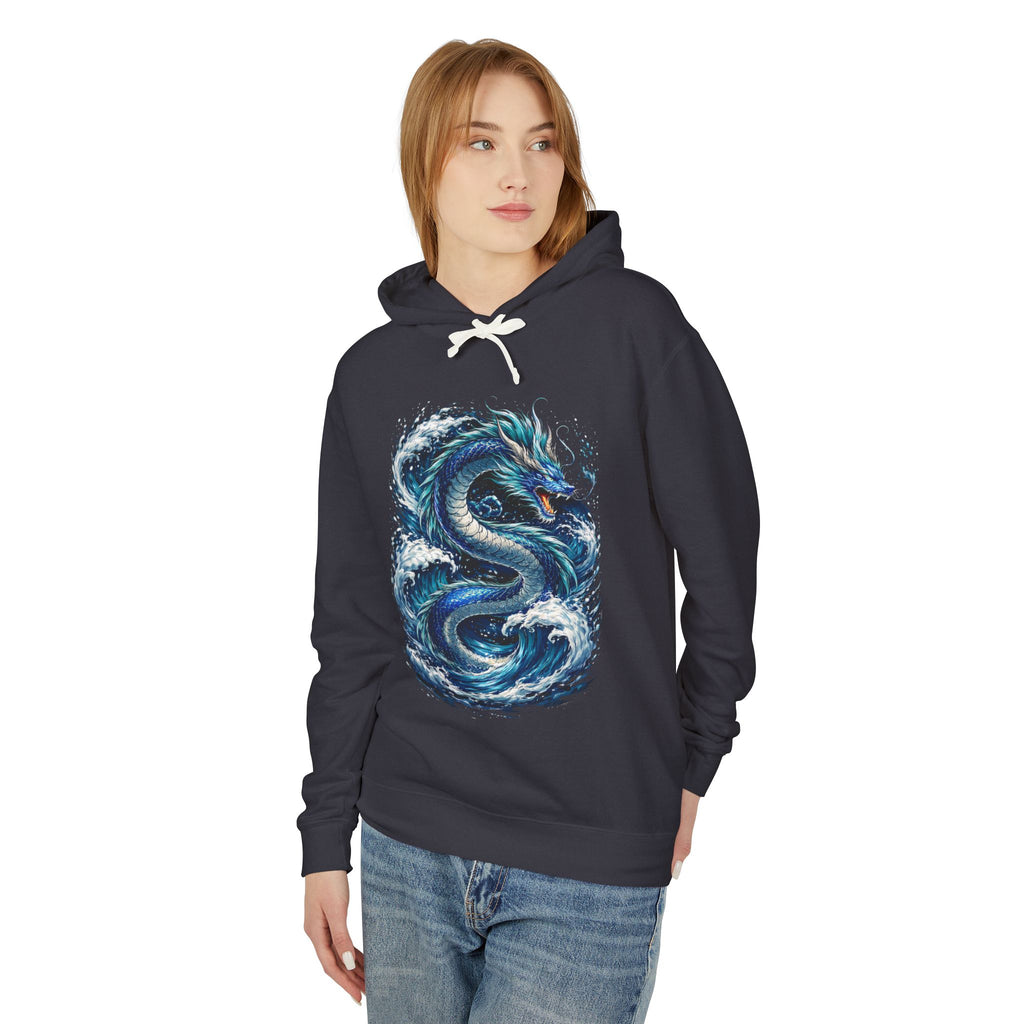 Dragon Wave Hoodie — Blue Sea Serpent Graphic Sweatshirt