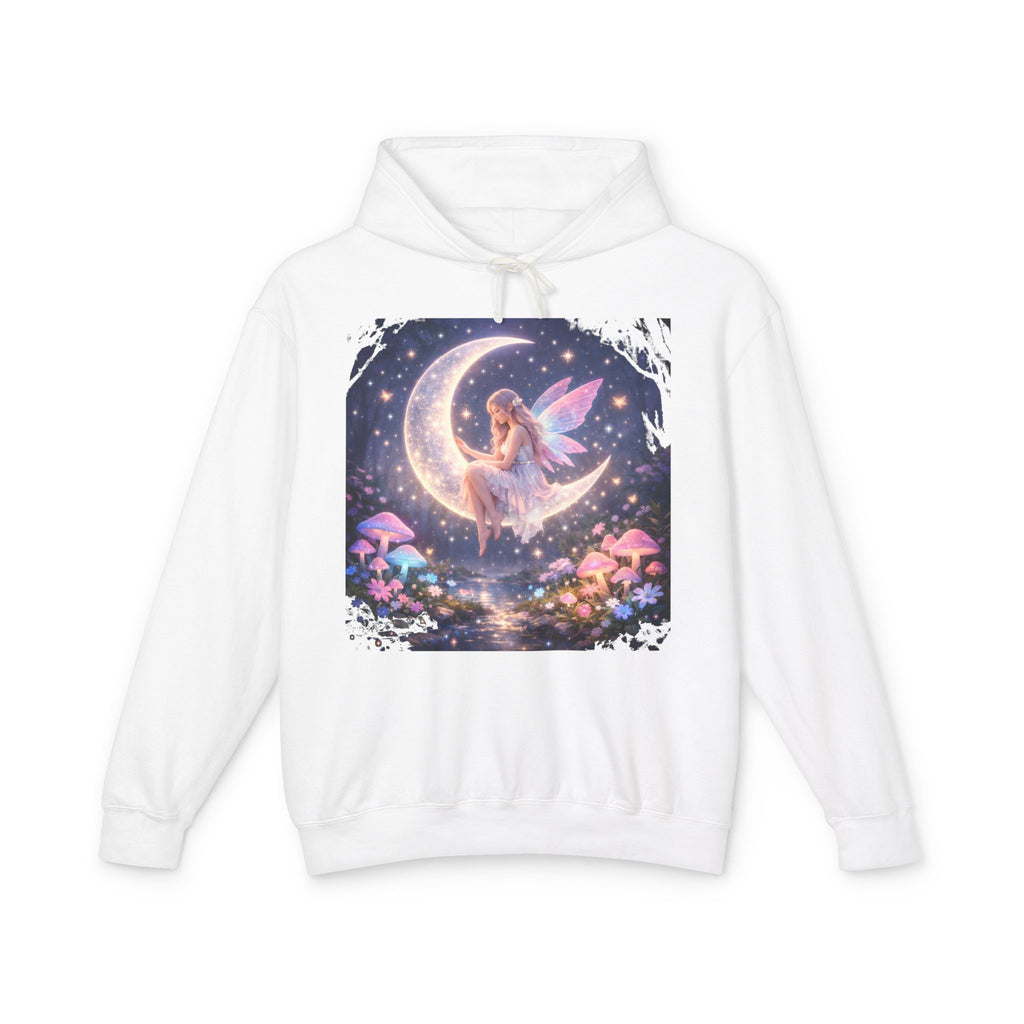 Fairy on the Moon Hoodie — Magical Mushroom Night Sky Pullover