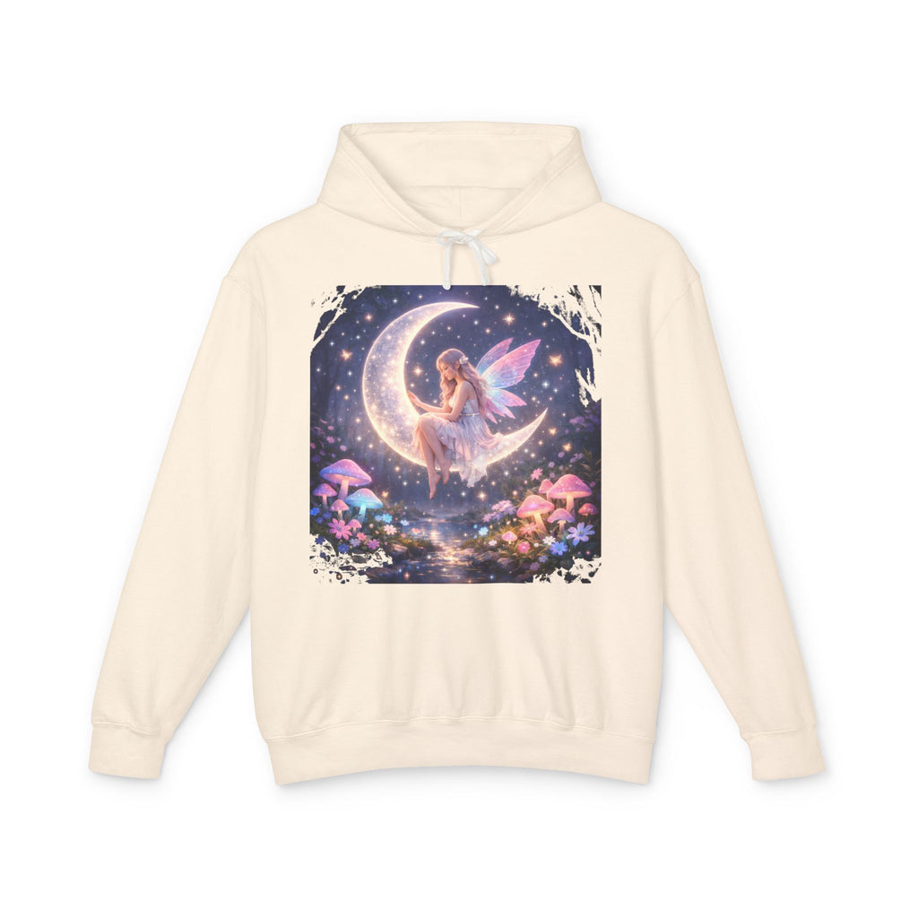 Fairy on the Moon Hoodie — Magical Mushroom Night Sky Pullover