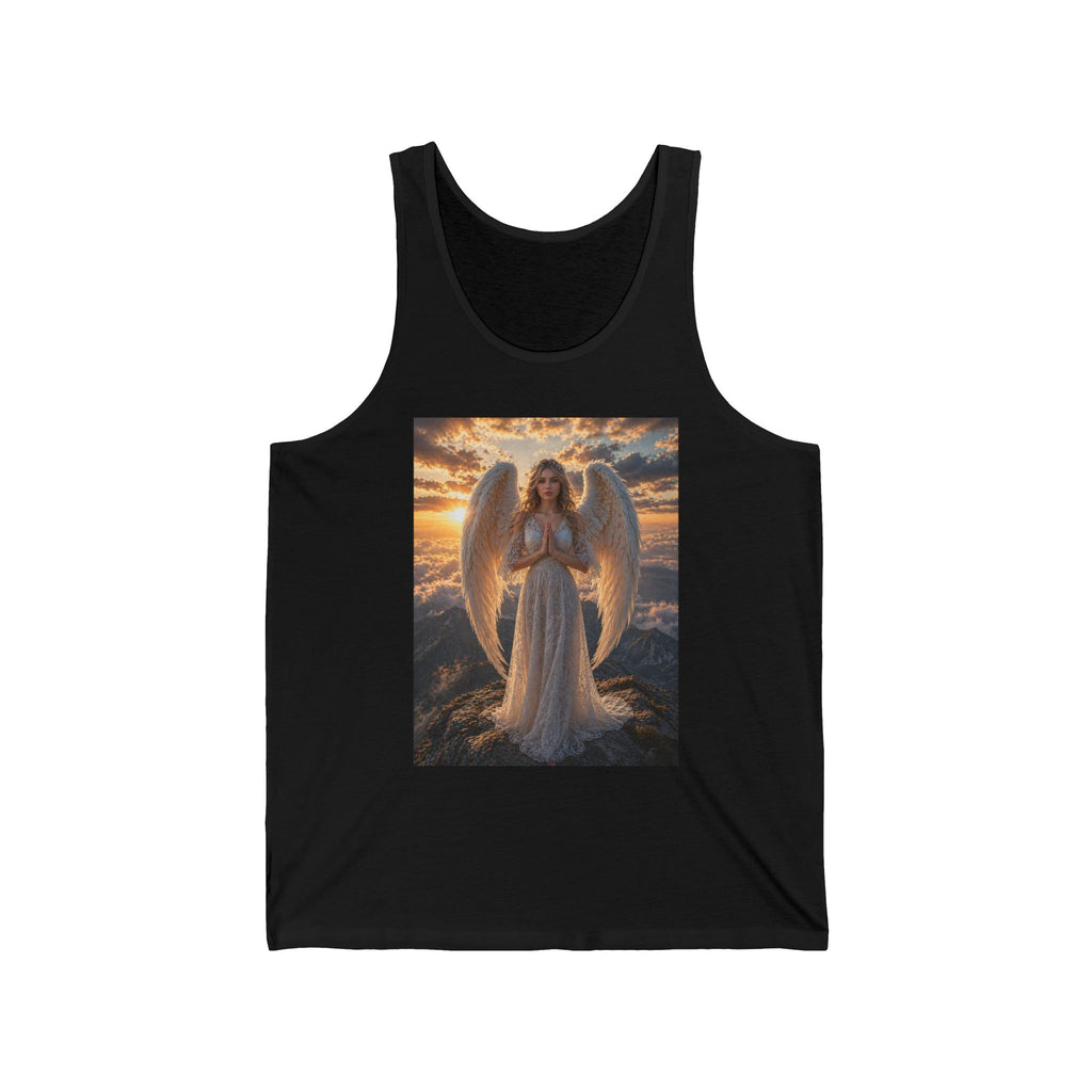 Angel Wings Sunset Tank Top — Spiritual Guardian Graphic Jersey Tank
