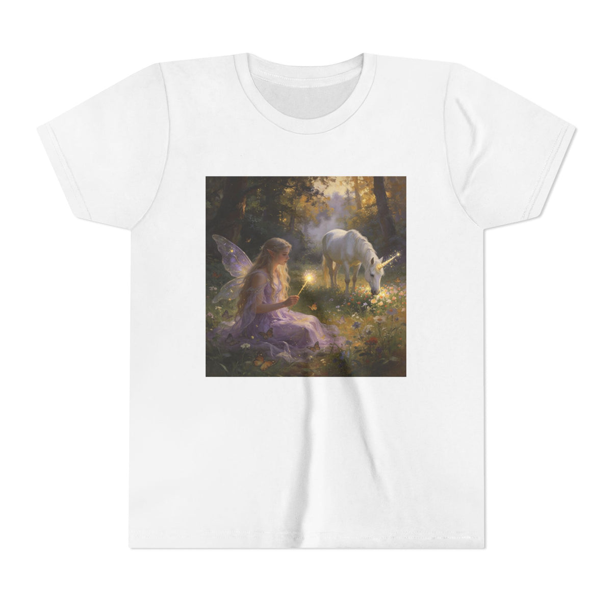 Youth Tee — Fairy and Unicorn Enchanted Forest Design