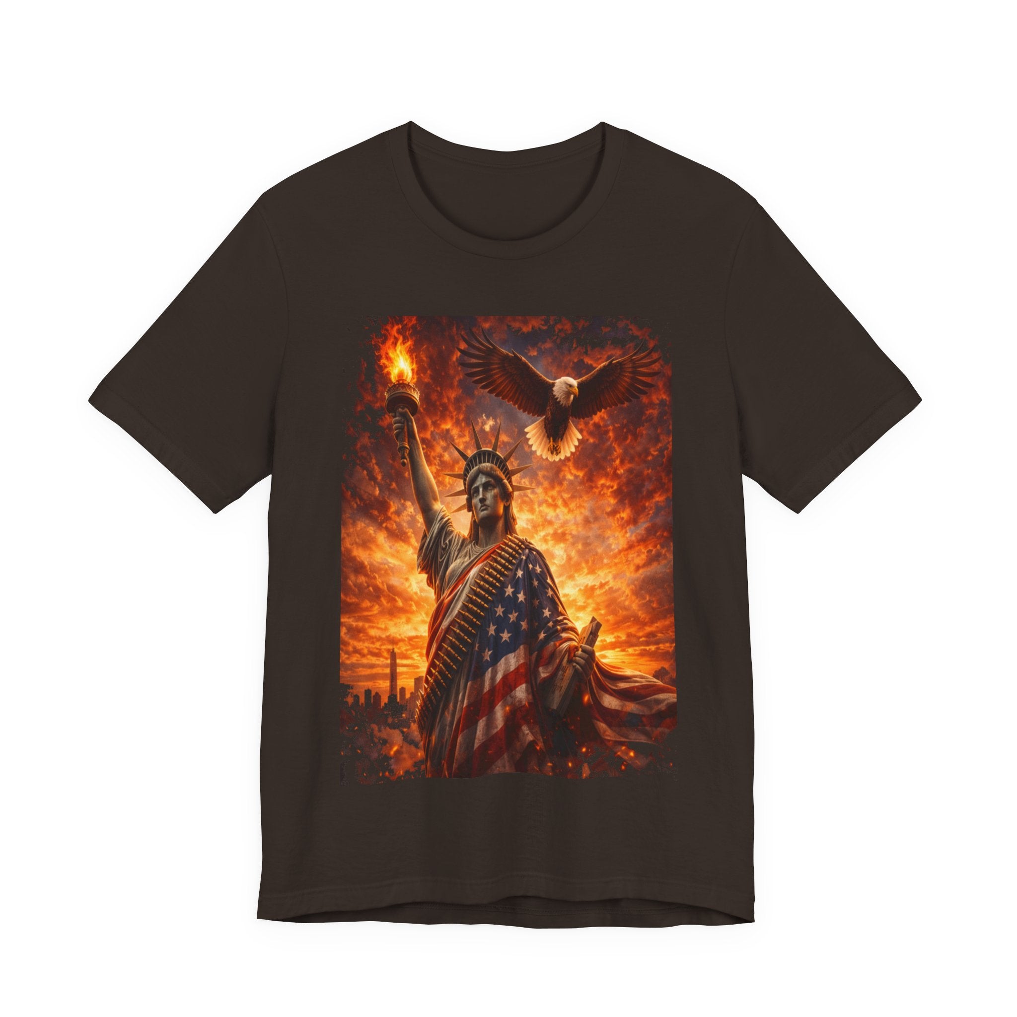 Liberty & Pride T-Shirt — Statue of Liberty with American Flag and Dove