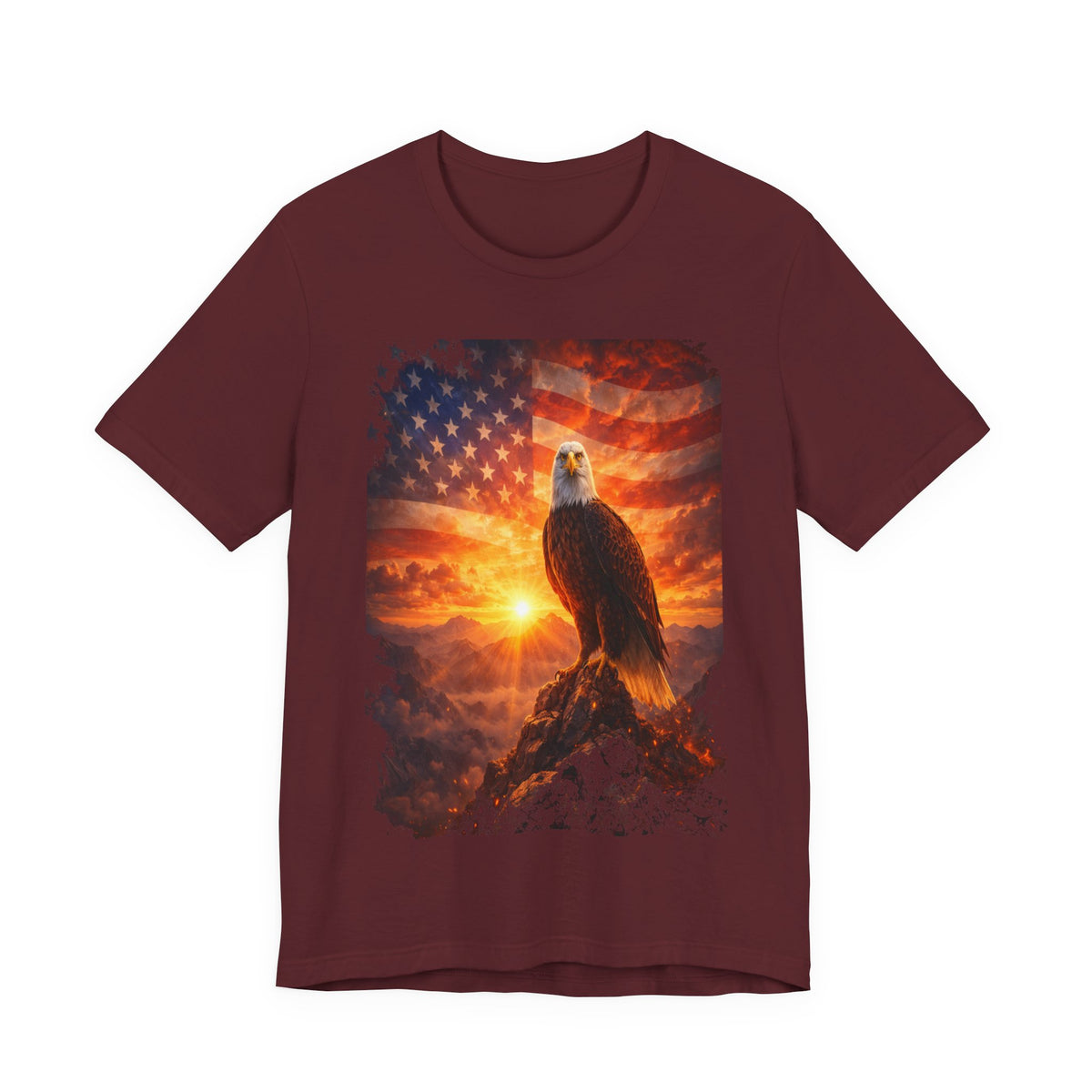 Patriotic Eagle T-Shirt – American Flag Sunrise Graphic Tee