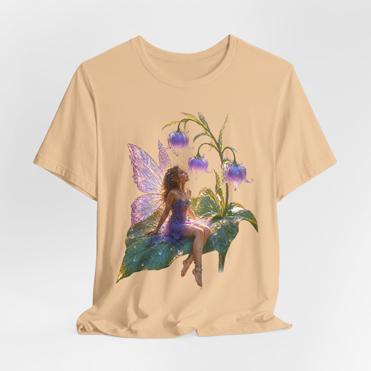 Fairy Garden T‑Shirt — Watercolor Fairy on Bellflower Tee