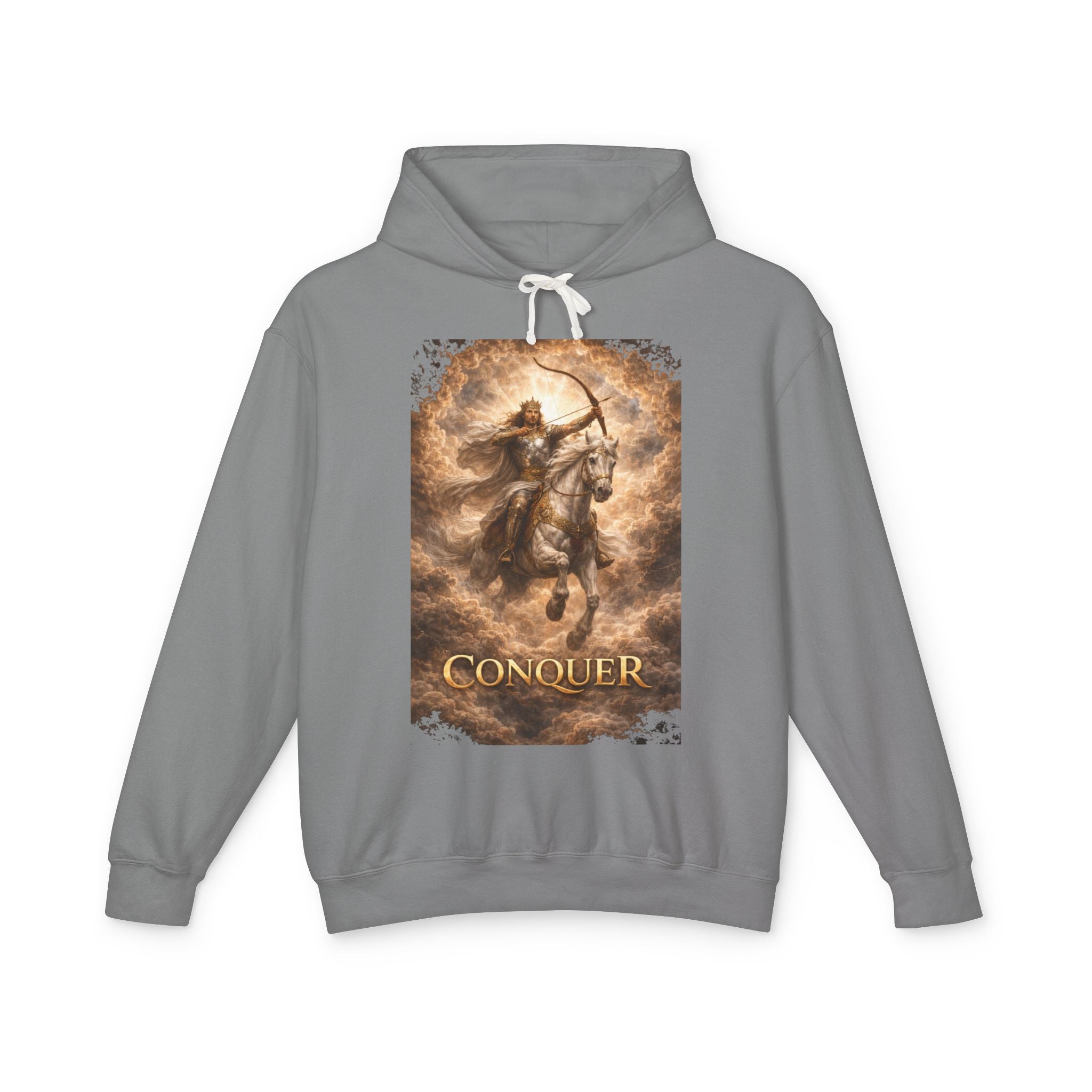 The white horse from Revelation 6:1-2! Conquer Warrior Hoodie — Fantasy Archer Graphic Pullover